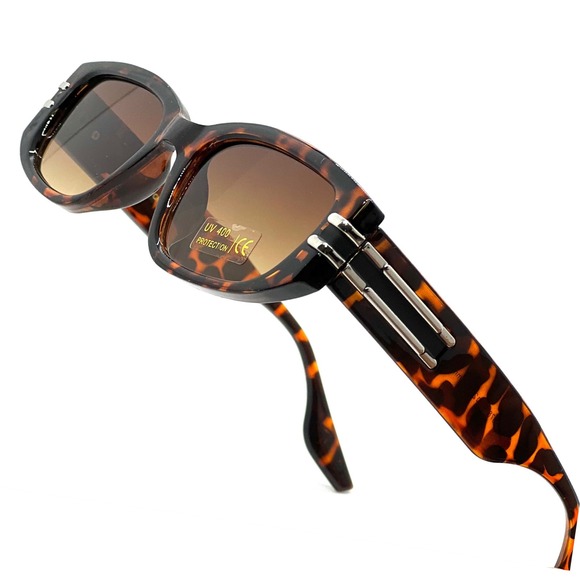 Tortoise Sunglasses Women's Rectangle Fashion Designer‎ UV400 Protection Gafas - Picture 1 of 5
